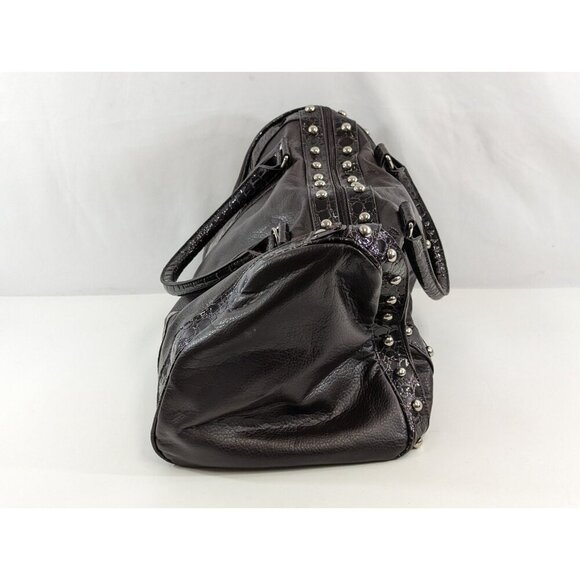 Steven by Steve Madden Leather Riveted Satchel Black Purse Handbag Unused - Picture 3 of 8